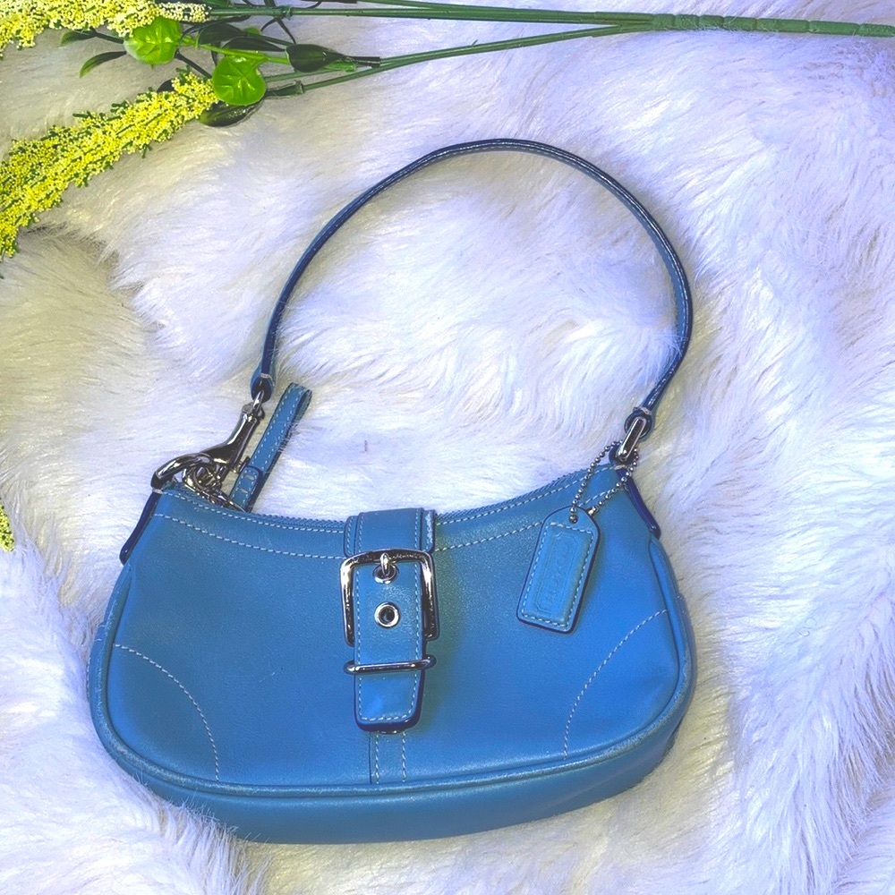 Coach Demi leather light blue vintage mini handbag. Y2K mini